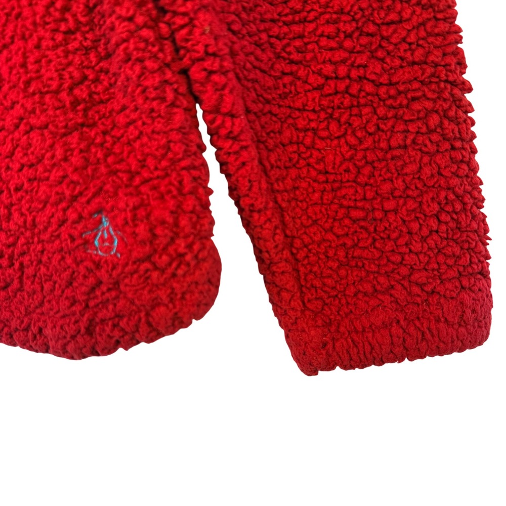 Original Penguin Mens Red Sherpa Fleece Quarter Snap Pullover Sweater Large - Picture 5 of 5
